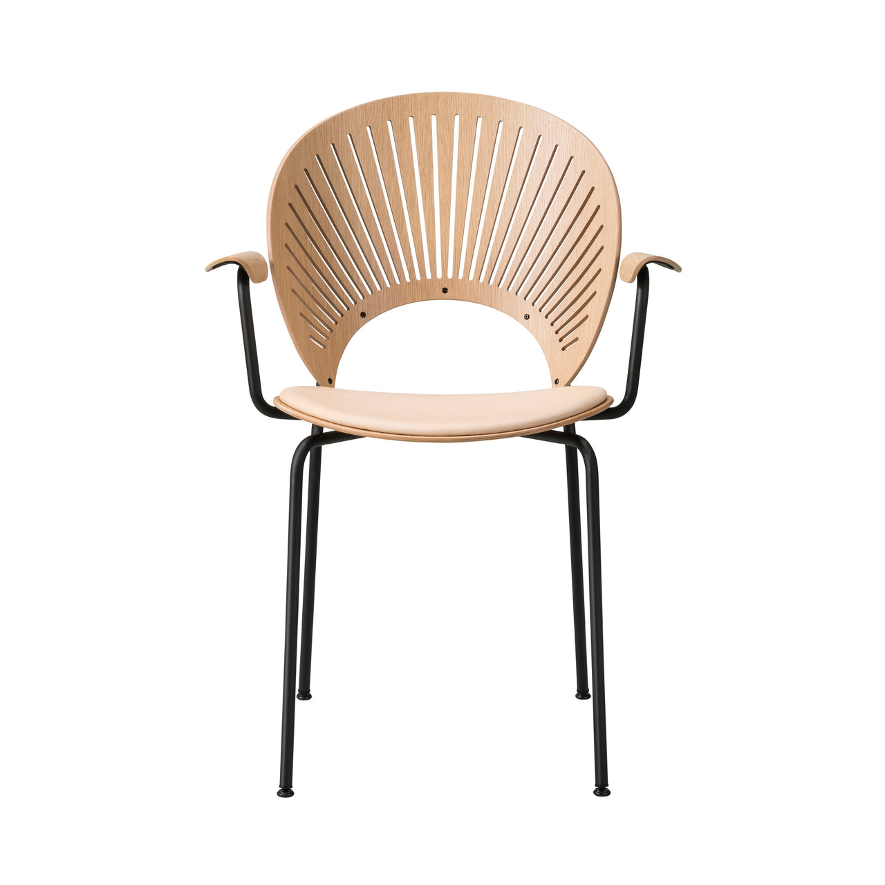 Trinidad Armchair: Flint Base + Seat Upholstered + Lacquered Oak