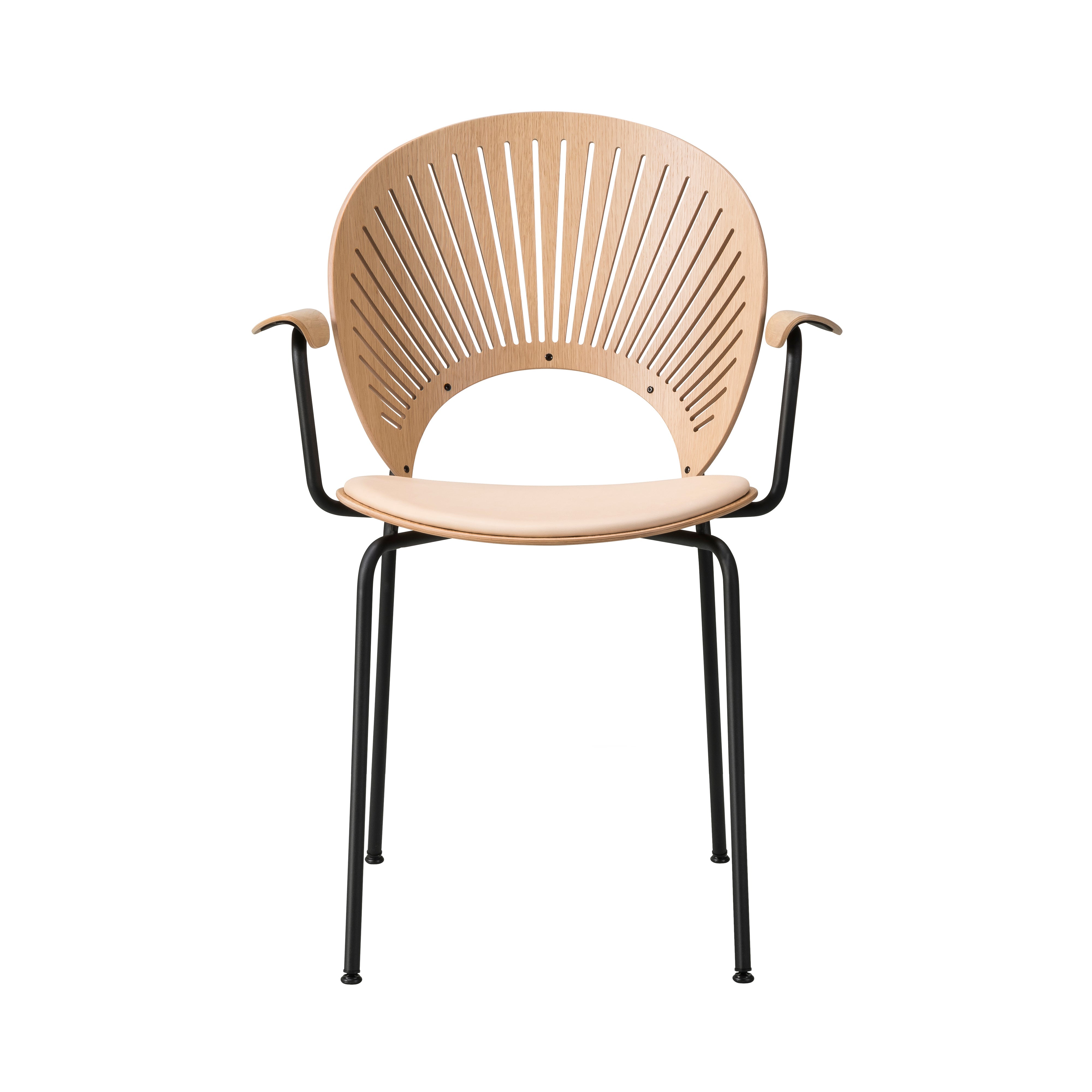 Trinidad Armchair: Black Base + Seat Upholstered + Lacquered Oak