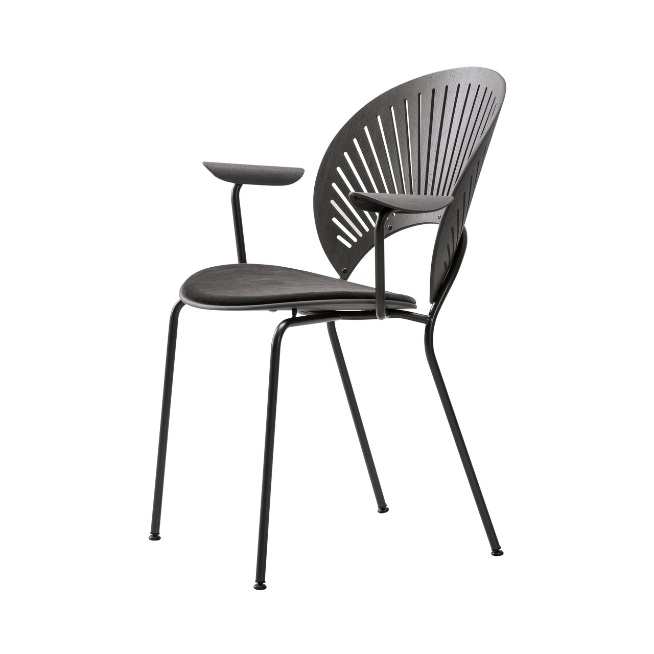 Trinidad Armchair: Black Base + Seat Upholstered + Black Lacquered