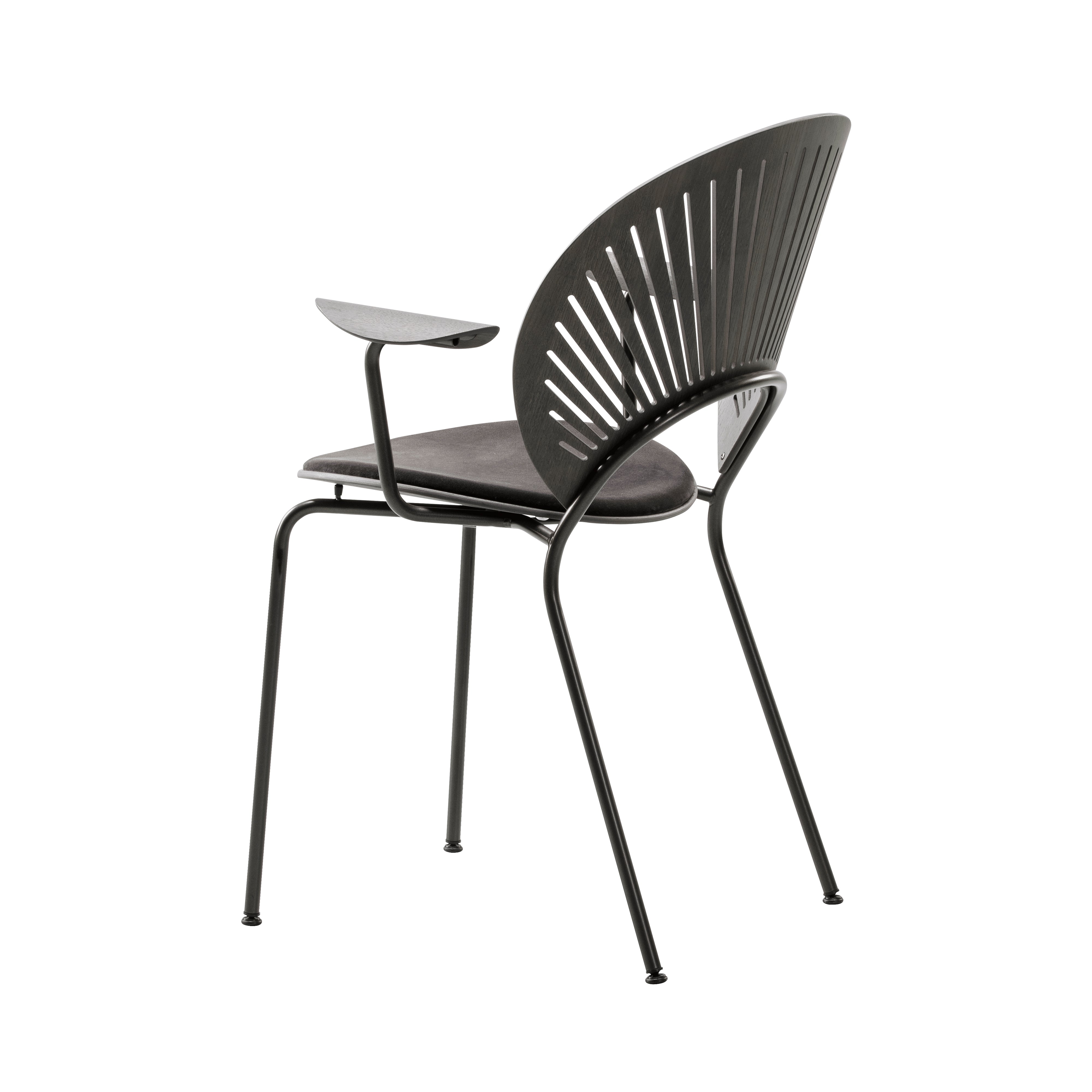 Trinidad Armchair: Black Base + Seat Upholstered + Black Lacquered