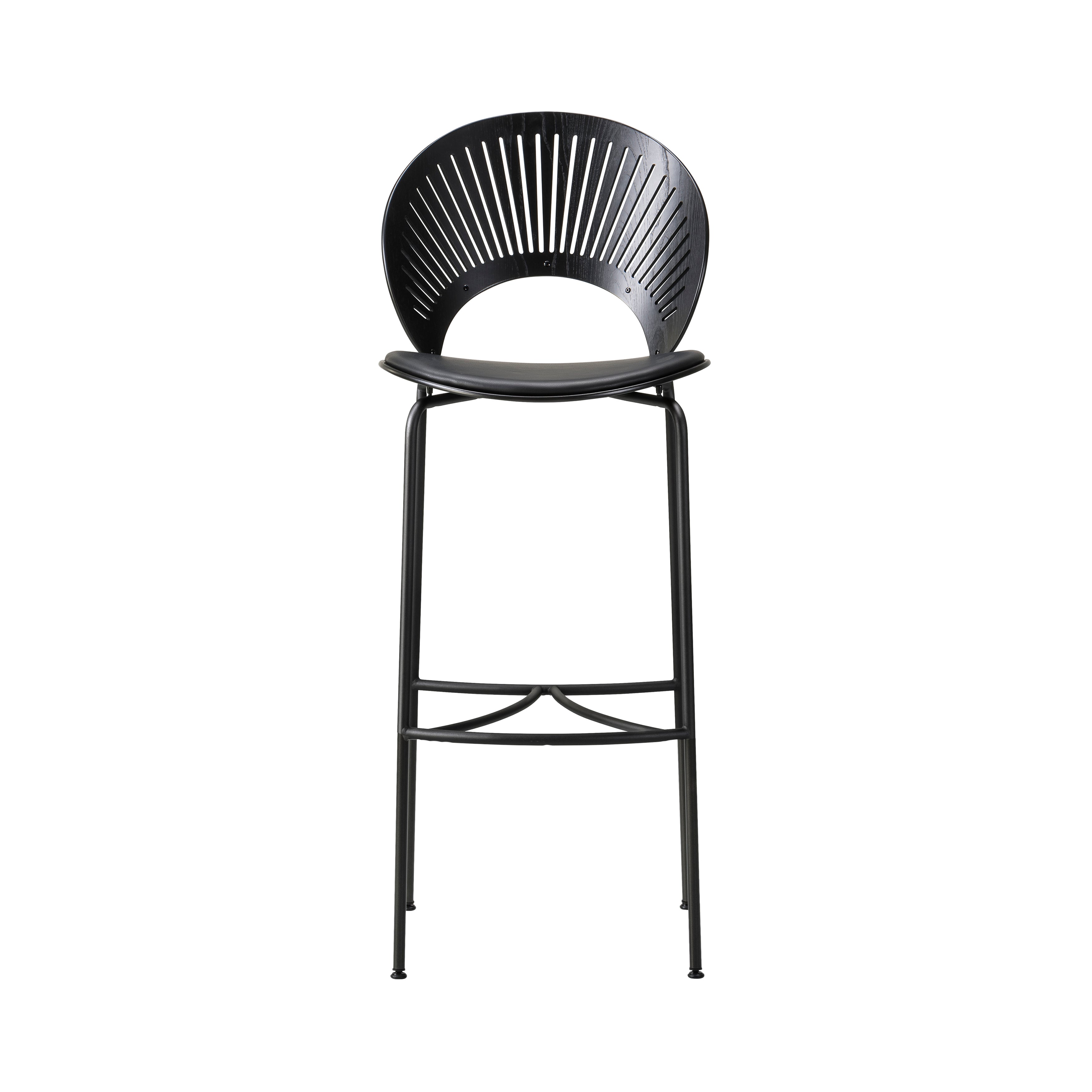 Trinidad Bar Stool: Black Base + Seat Upholstered + Black Lacquered Ash