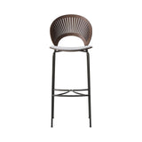 Trinidad Bar Stool: Black Base + Seat Upholstered + Lacquered Walnut