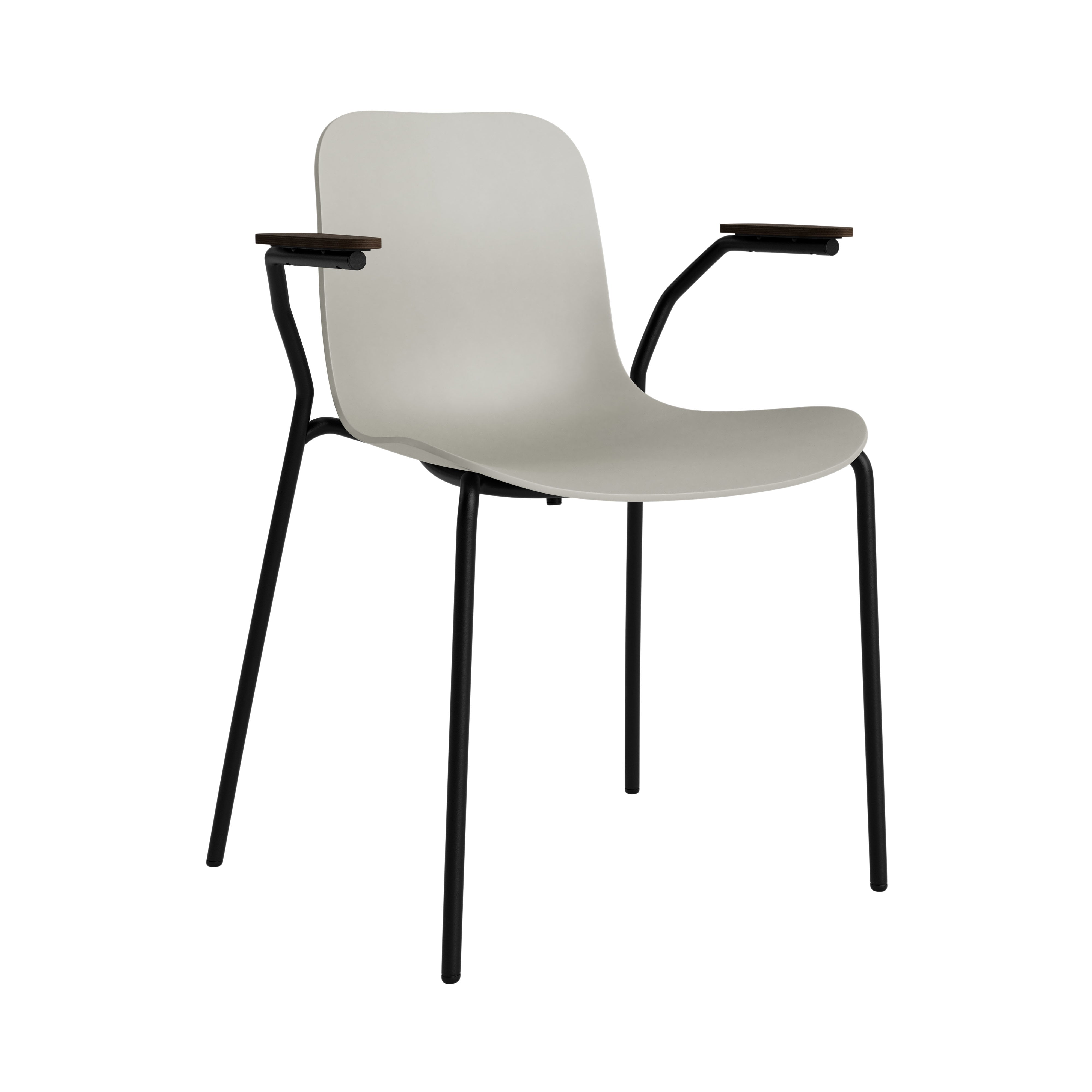 Langue Chair with Armrest: Flint Grey + Dark Smoked Oak