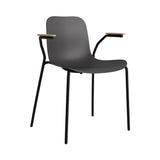 Langue Chair with Armrest: Antracite Black + Black Oak