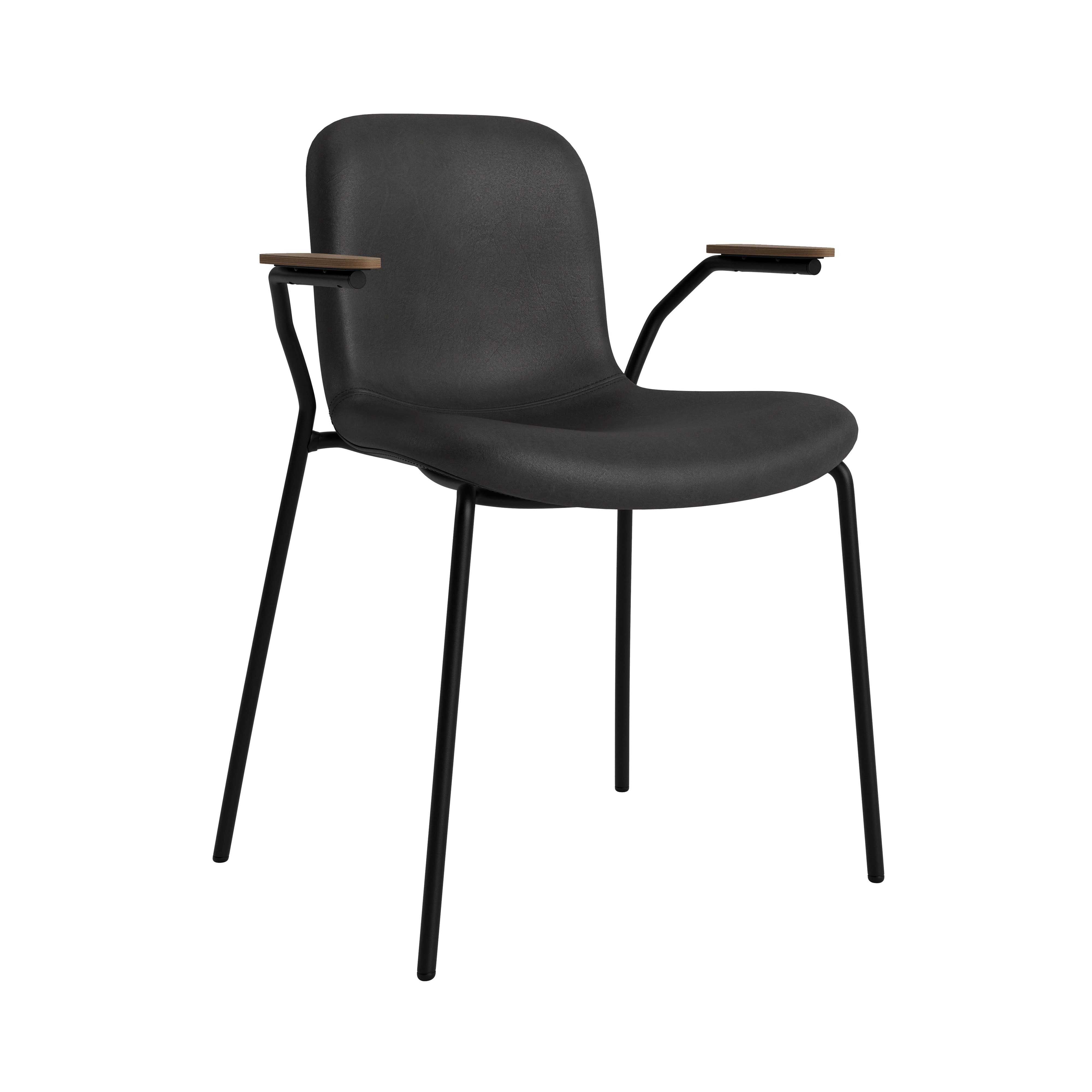 Langue Chair with Armrest: Soft Upholstered + Light Smoked Oak