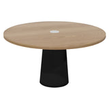 Container Round Table: Large + Cable Feed + Natural Oil with Hole + Black
