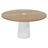 Container Round Table: Large + Cable Feed + Natural Oil with Hole + White
