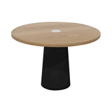 Container Round Table: Medium + Cable Feed + Natural Oil with Hole + Black