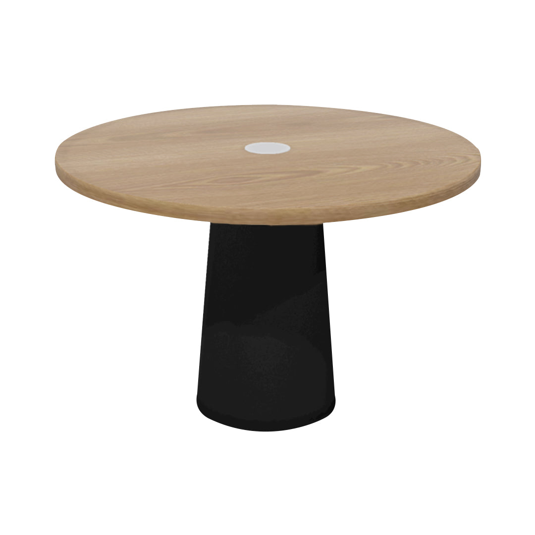 Container Round Table: Medium + Cable Feed + Natural Oil with Hole + Black