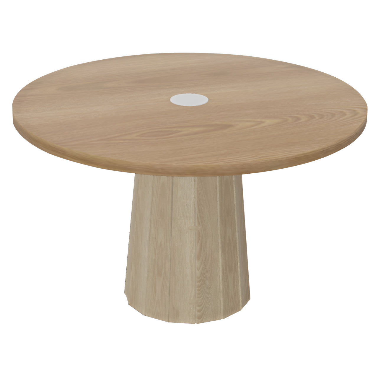 Container Round Table: Medium + Bodhi Cover + Natural Oil with Hole + White Wash