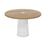 Container Round Table: Medium + Cable Feed + Natural Oil with Hole + White