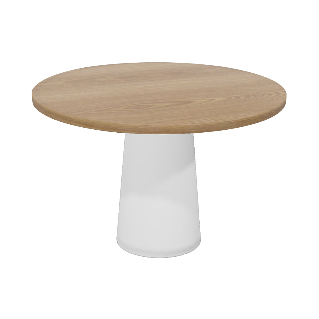 Container Round Table: Medium + Cable Feed + Natural Oil + White