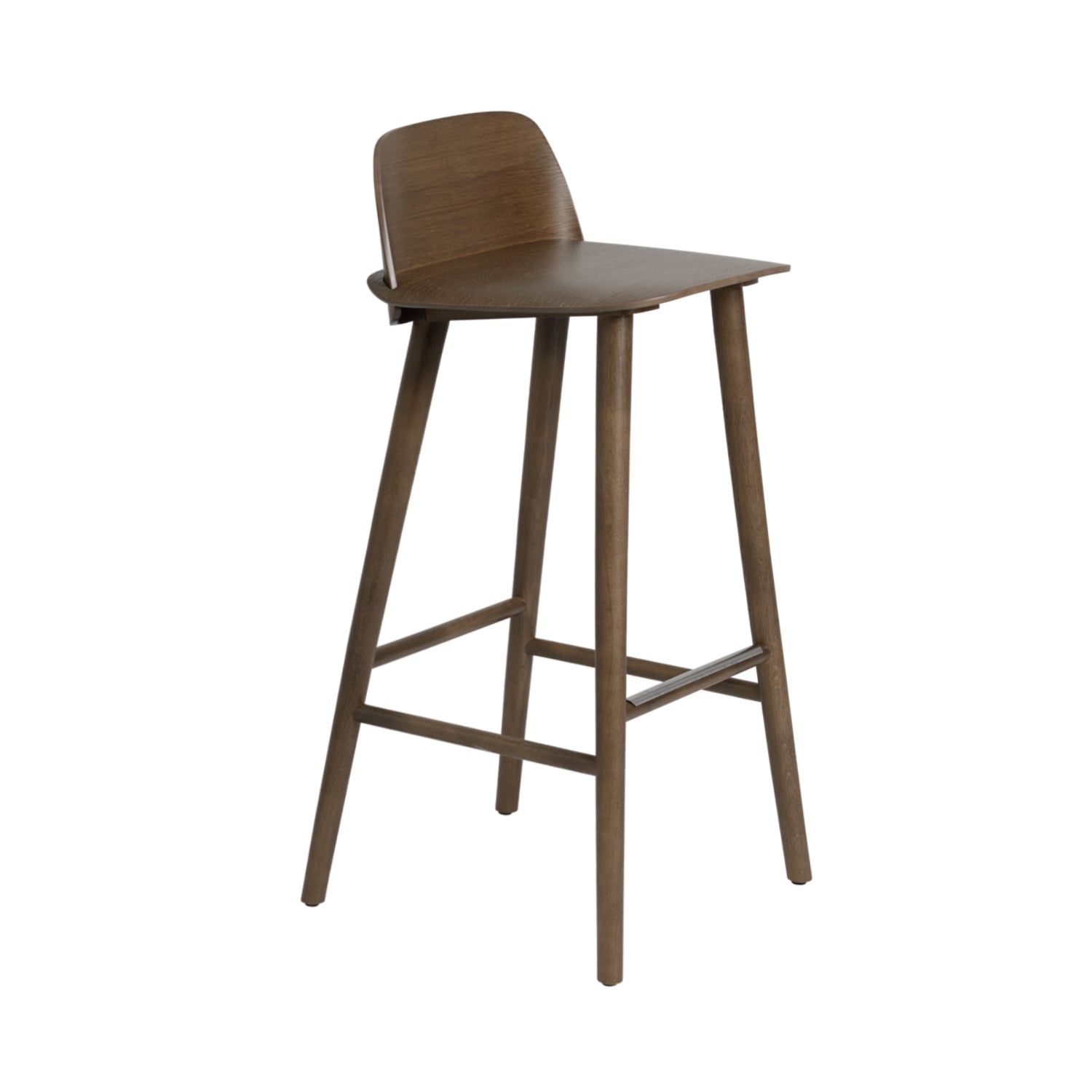 Nerd Bar + Counter Stool: Steel Footrest + Bar + Stained Dark Brown