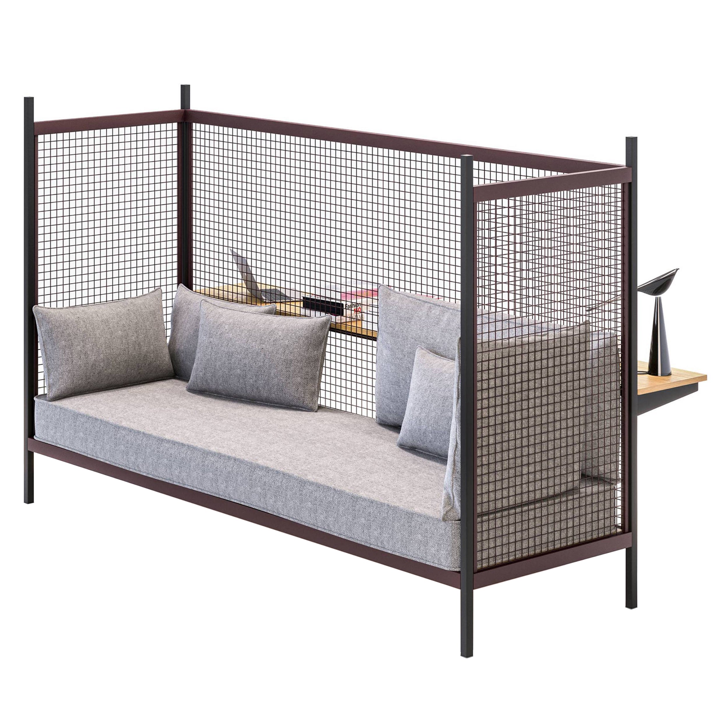 Grid Straight Sofa with Tall Partition: Upholstered