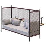 Grid Straight Sofa with Tall Partition: Upholstered