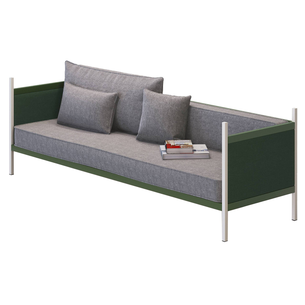 Grid Straight Sofa with Low Partition: Upholstered