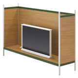 Grid Room Divider: Larch Panel - Leaf Green + Signal White + Oak
