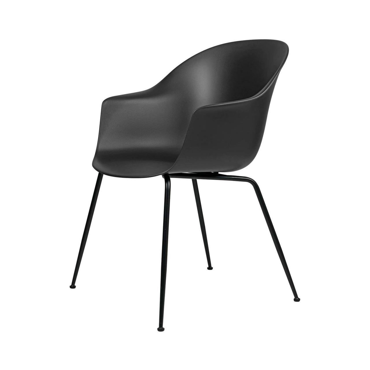 Bat Dining Chair: Conic Base + Black Matt + Black + Felt Glides