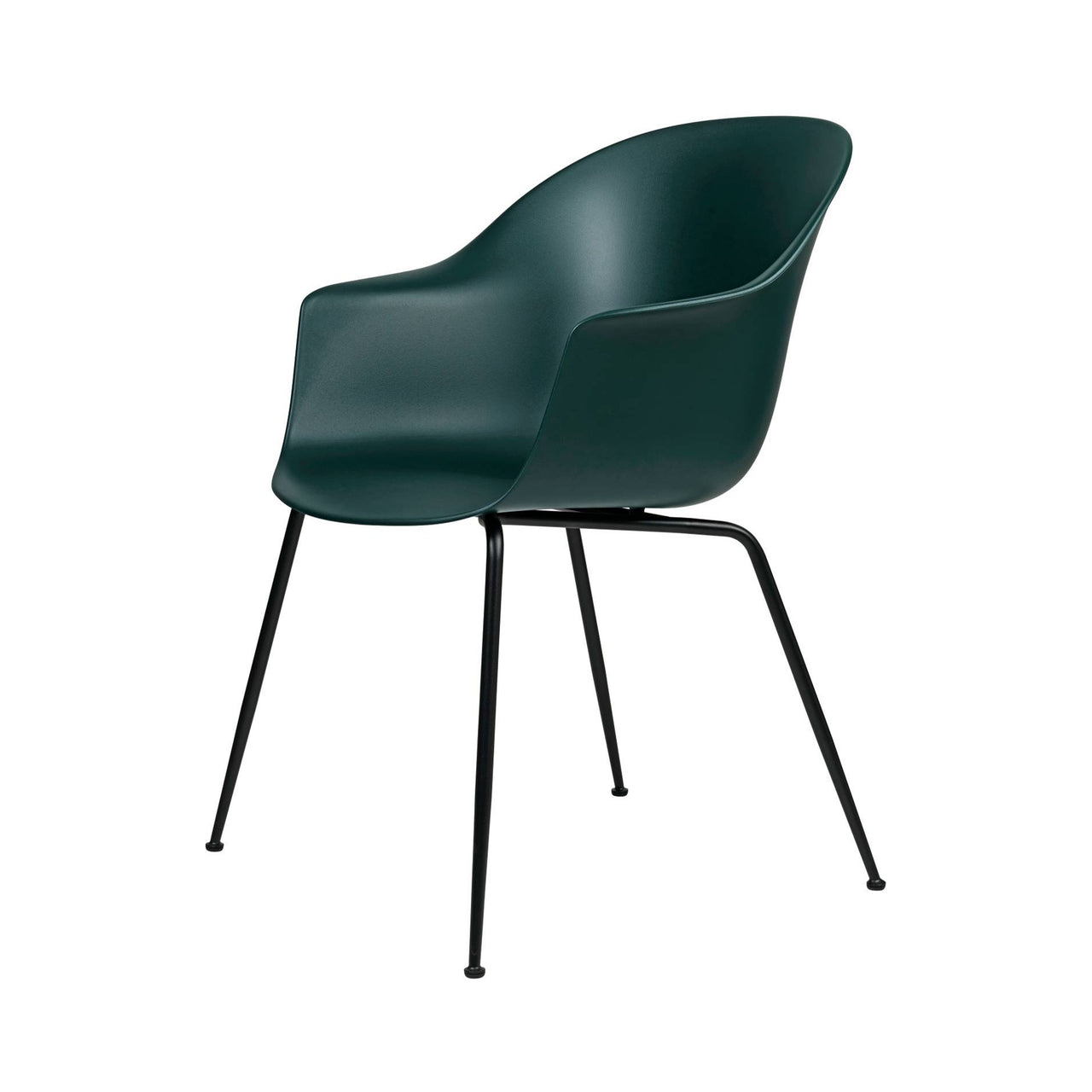 Bat Dining Chair: Conic Base + Black Matt + Dark Green + Felt Glides