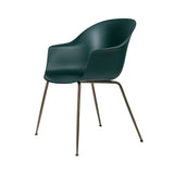 Bat Dining Chair: Conic Base + Antique Brass + Dark Green + Felt Glides