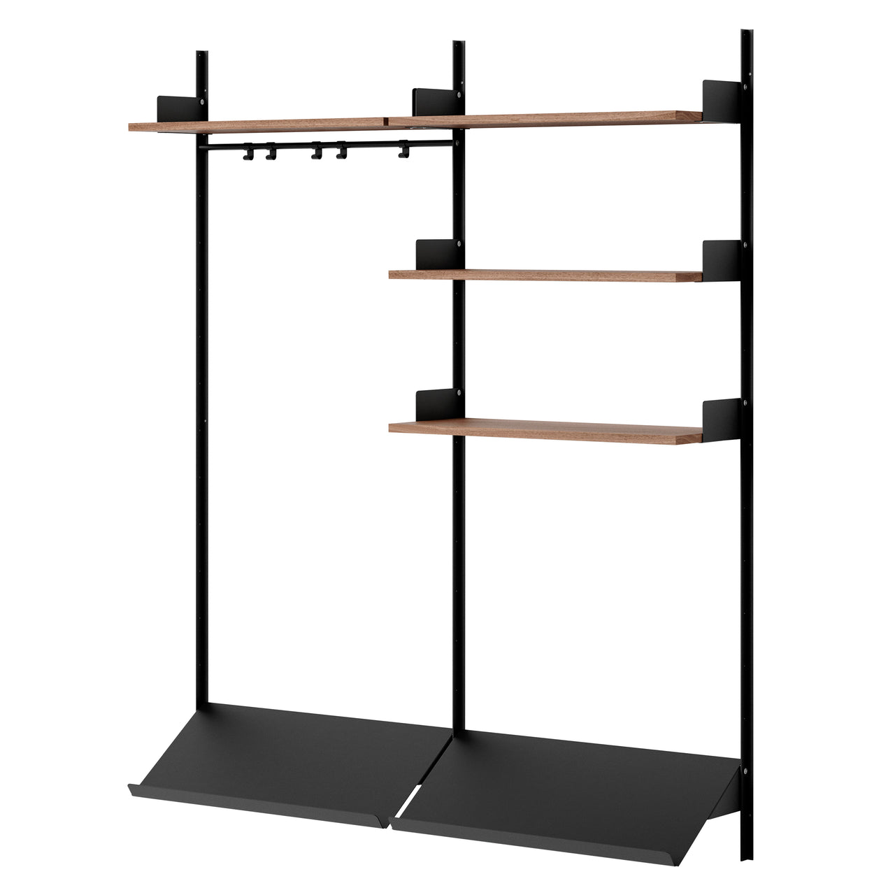 New Works Wardrobe Shelf: 3 + Walnut + Black