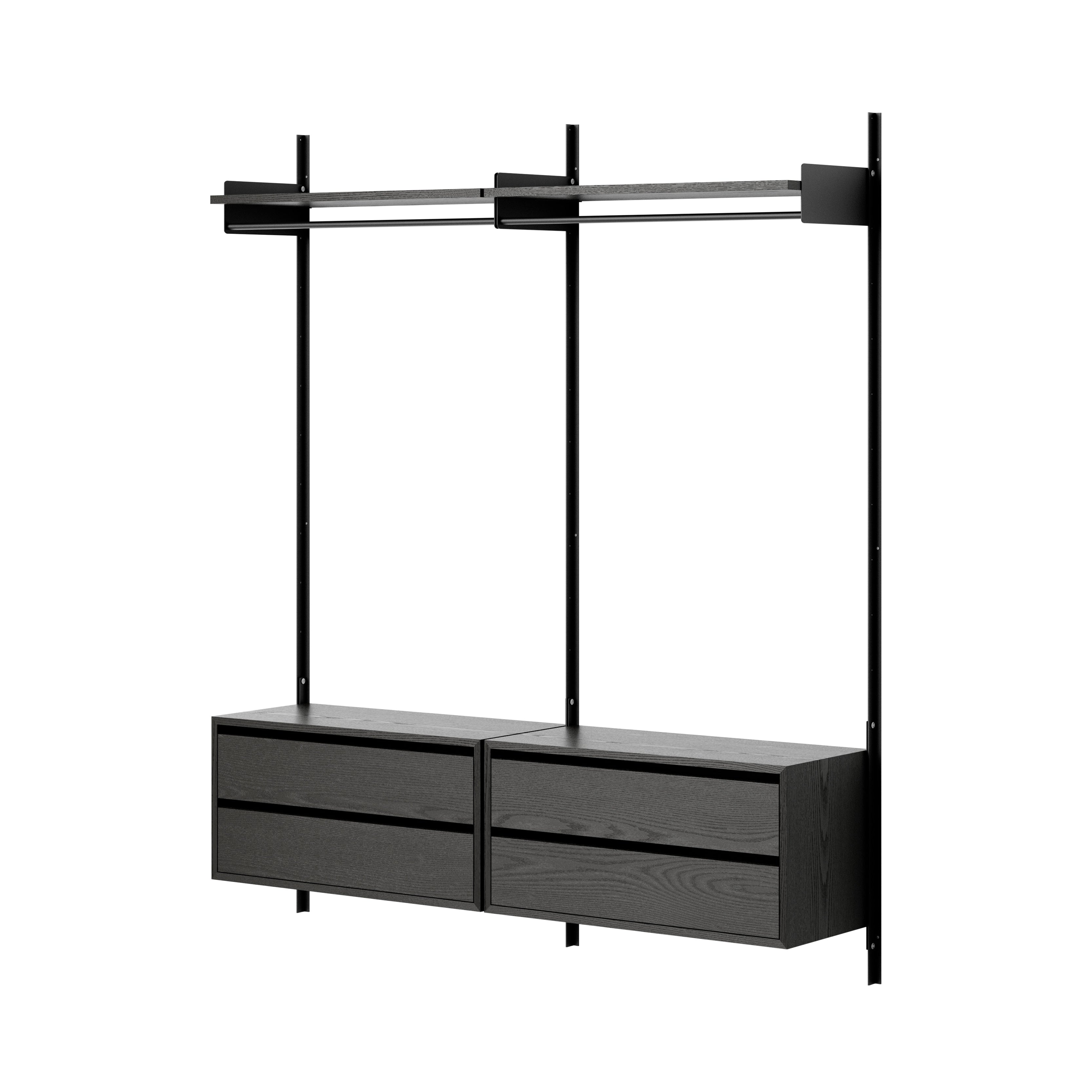 New Works Wardrobe Shelf Cabinet with Drawers: 2 + Black Ash + Black