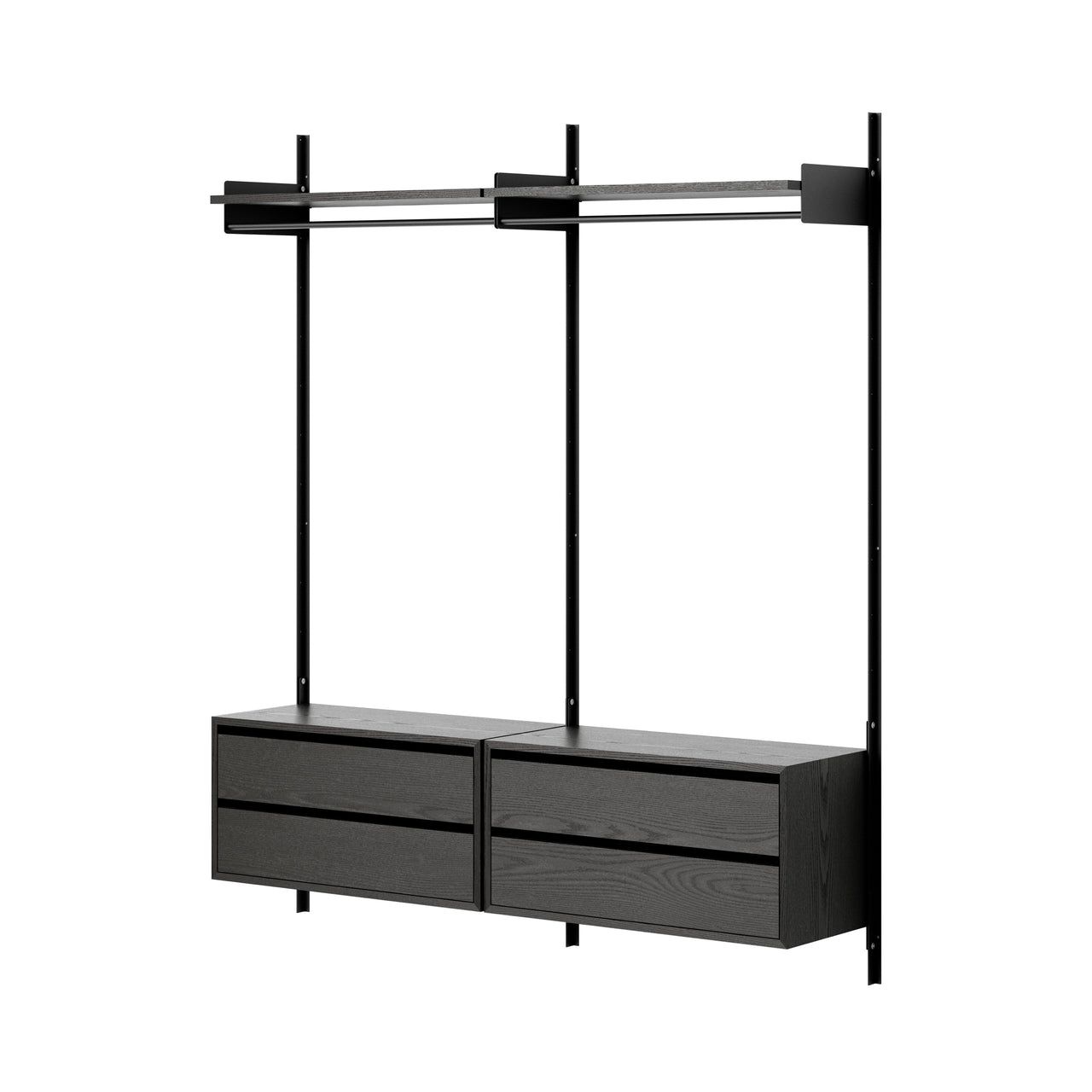 New Works Wardrobe Shelf Cabinet with Drawers: 2 + Black Ash + Black