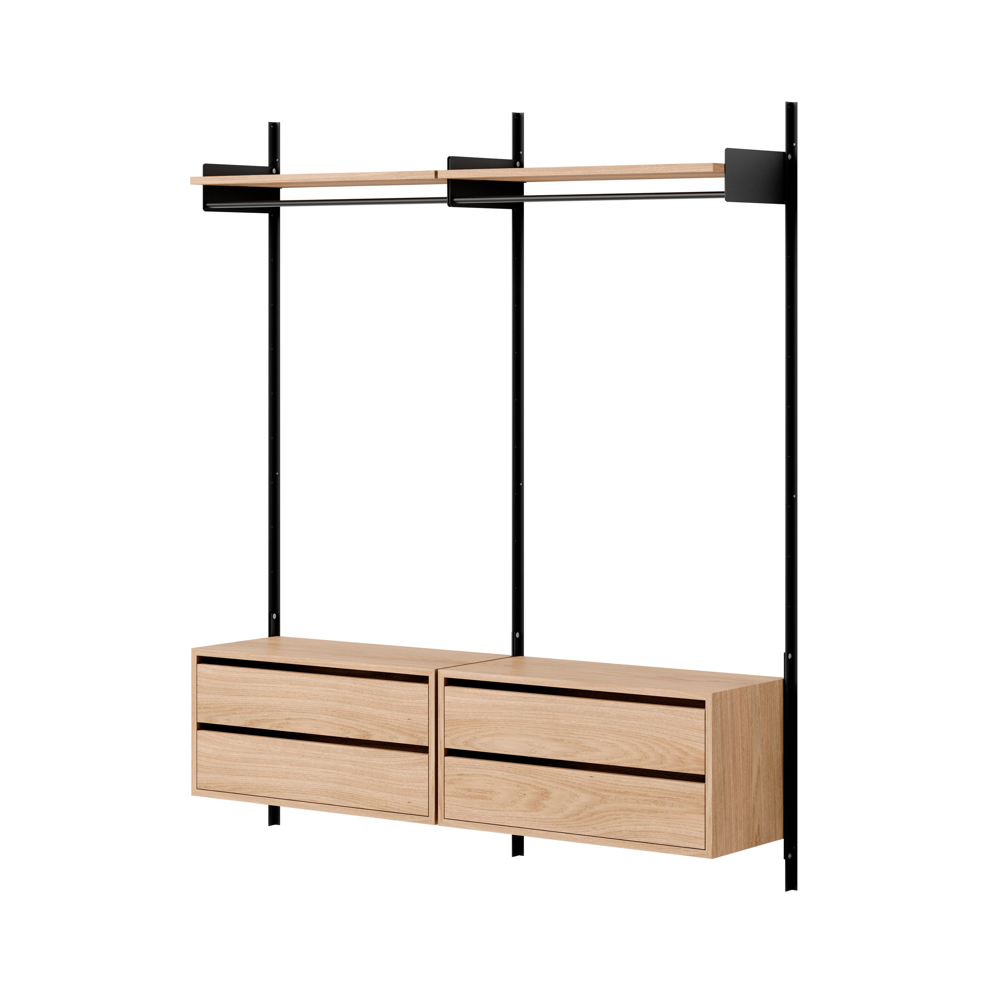 New Works Wardrobe Shelf Cabinet with Drawers: 2 + Oak + Black