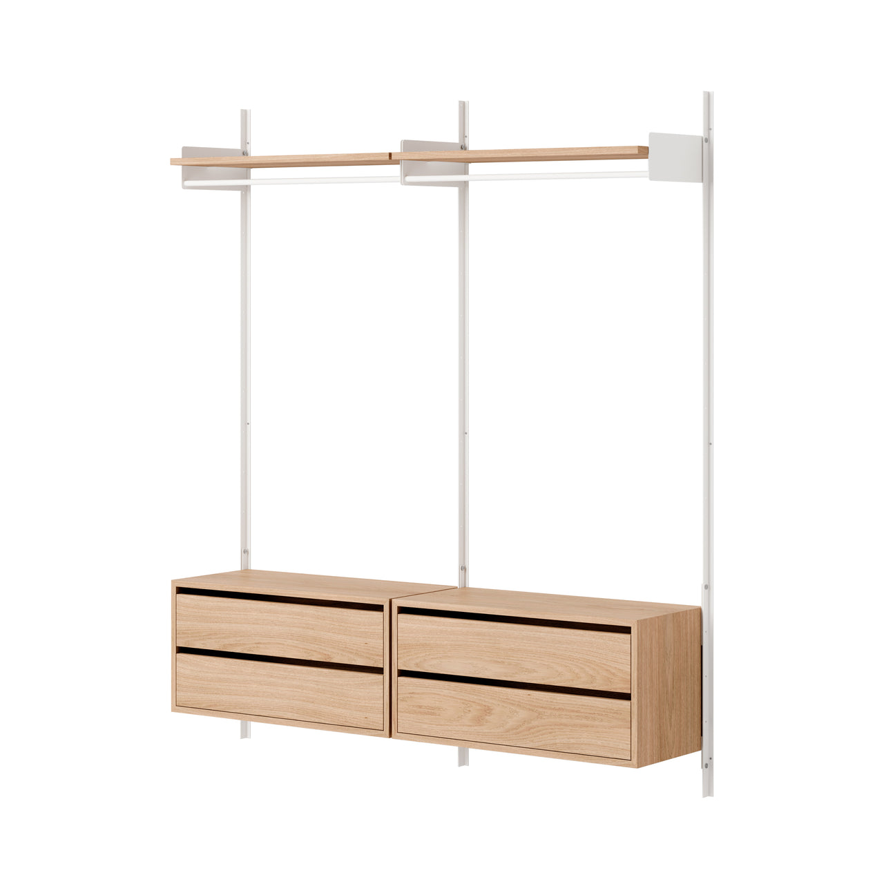 New Works Wardrobe Shelf Cabinet with Drawers: 2 + Oak + White