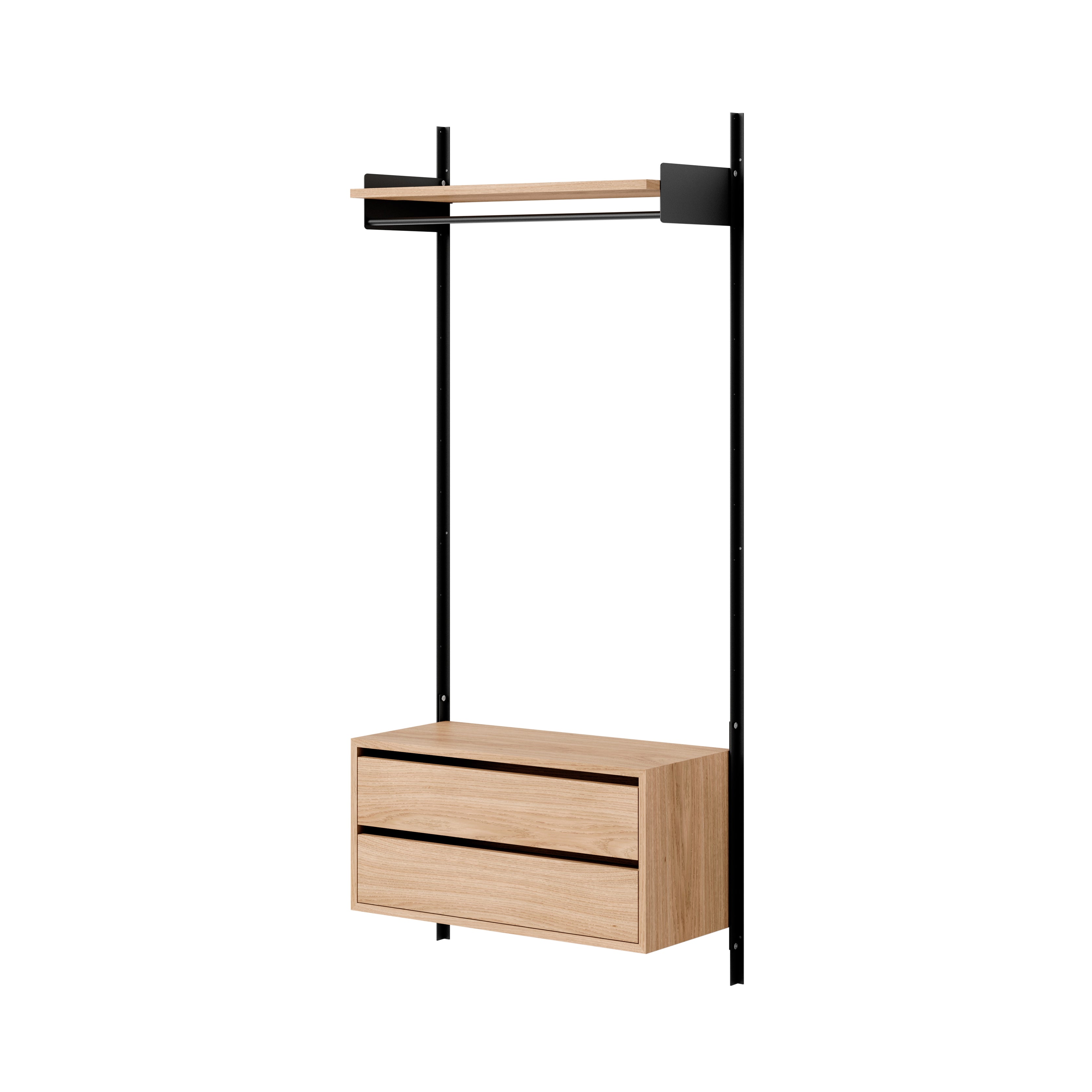 New Works Wardrobe Shelf Cabinet with Drawers: 1 + Oak + Black