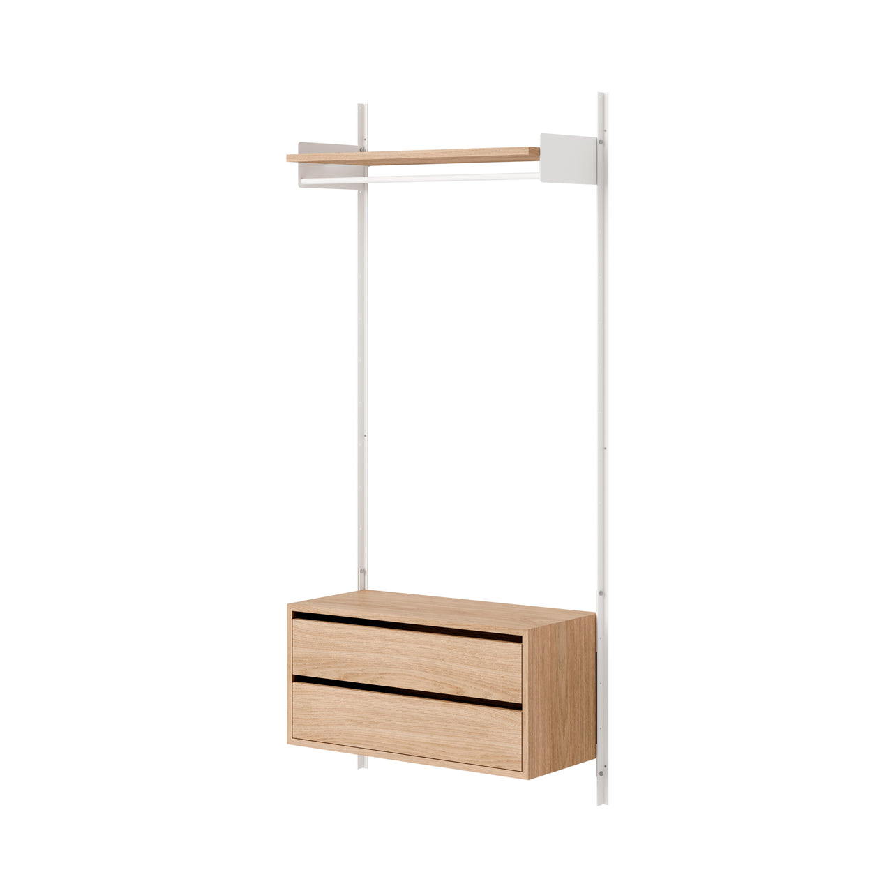 New Works Wardrobe Shelf Cabinet with Drawers: 1 + Oak + White