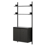 New Works Wall Shelf Cabinet with Doors: Tall +Black Ash + Black