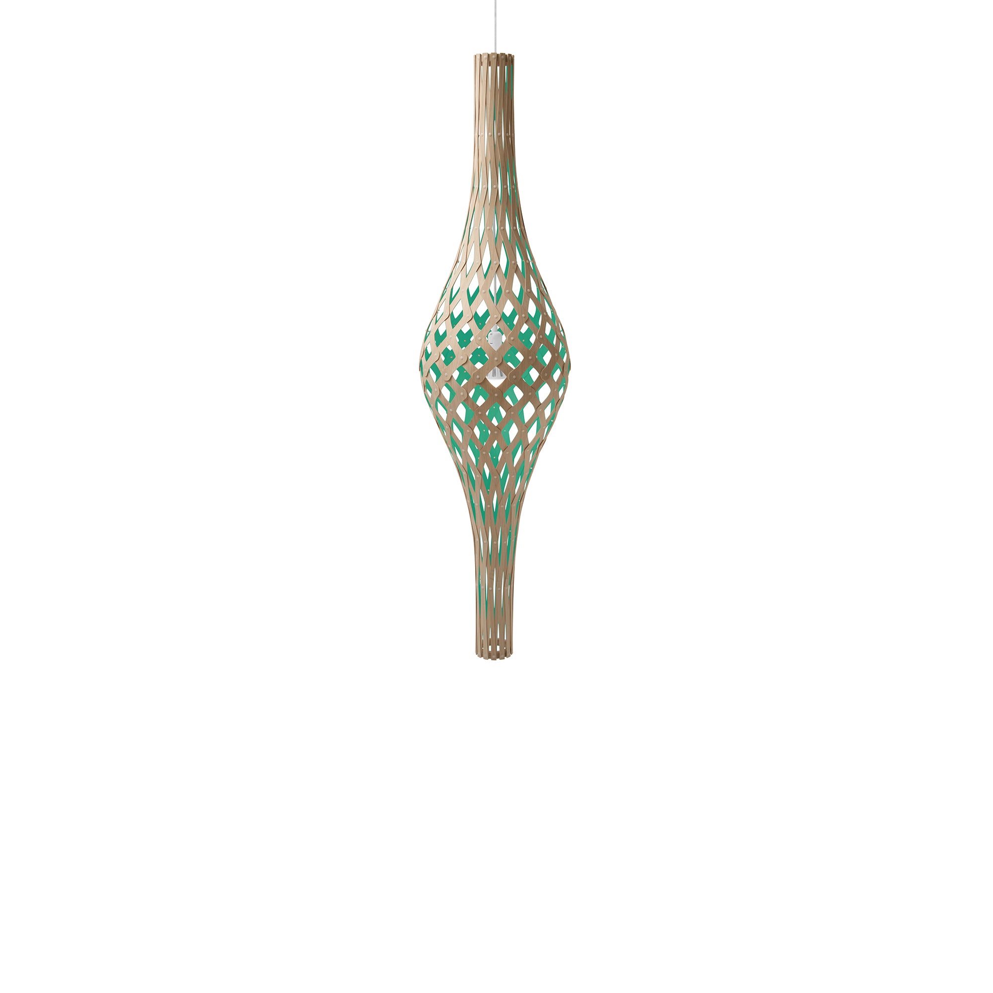 Nikau Full Pendant Light: Bamboo + Aqua + White