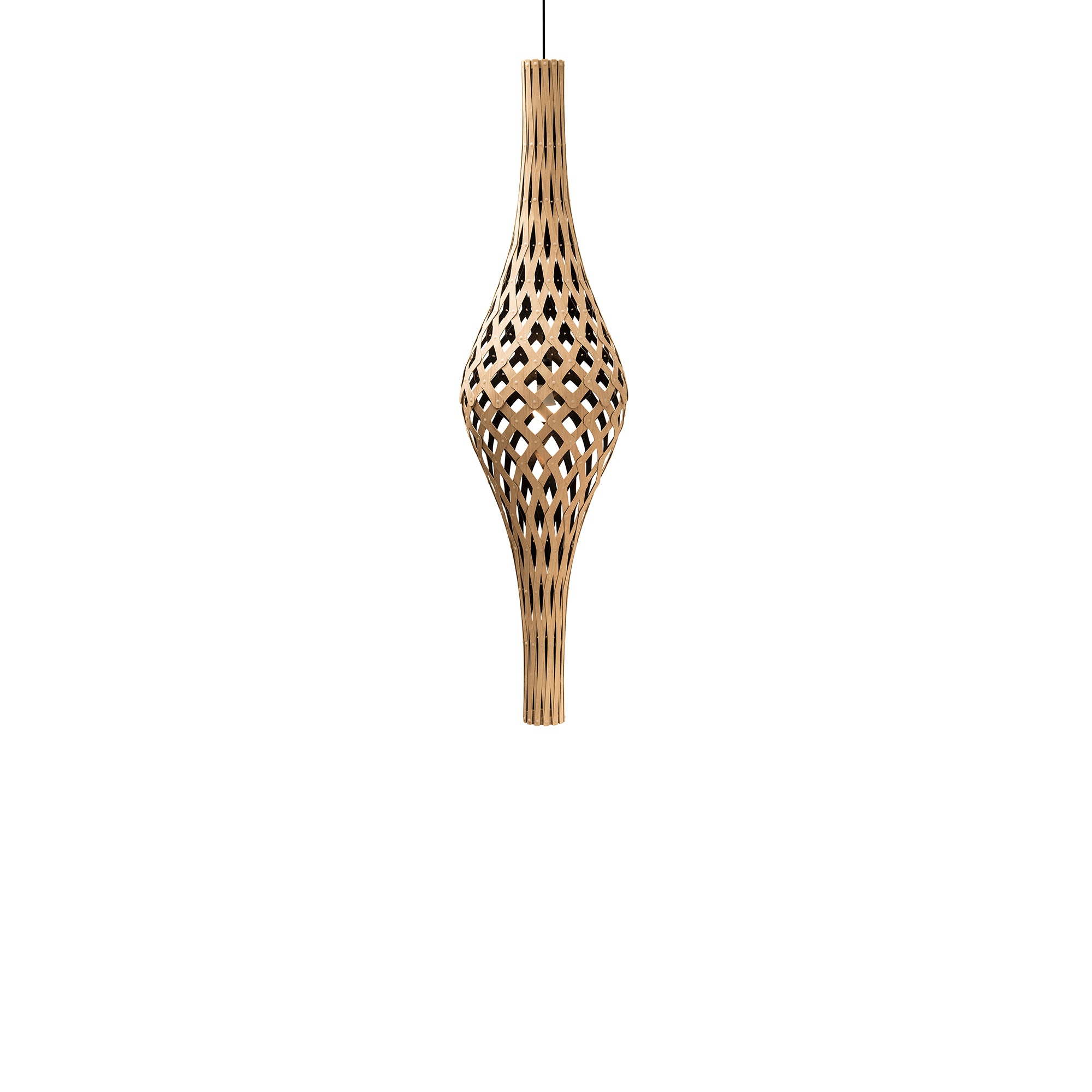 Nikau Full Pendant Light: Bamboo + Black + Black