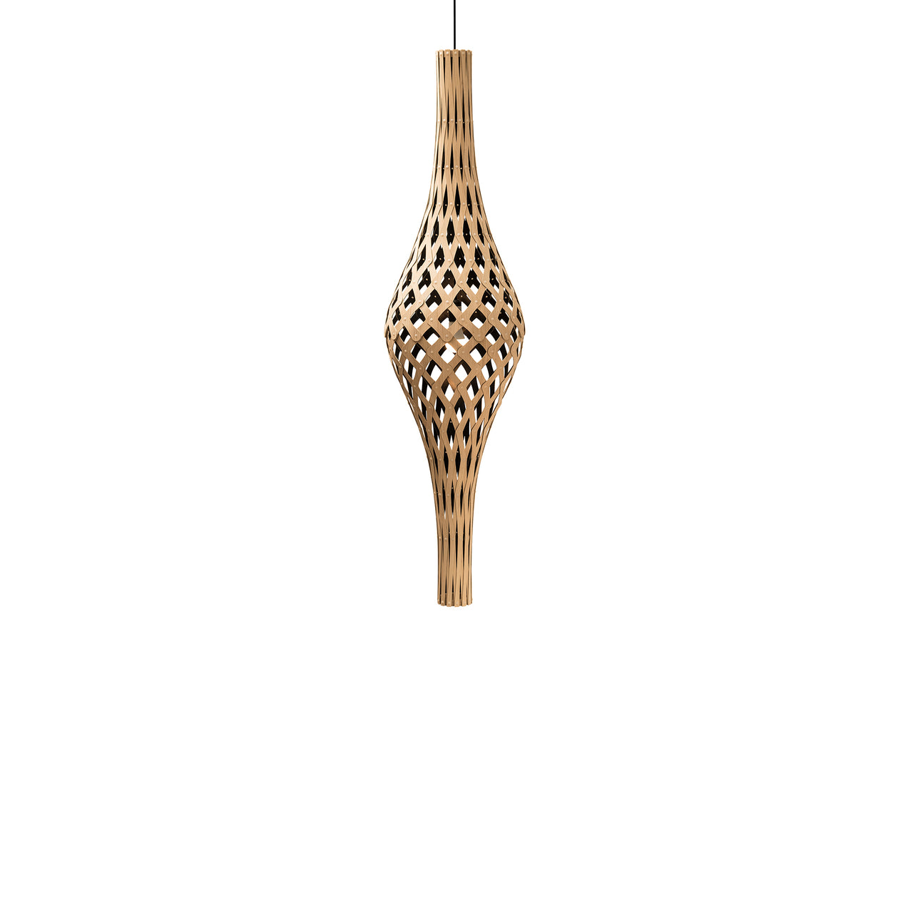 Nikau Full Pendant Light: Bamboo + Black + Black