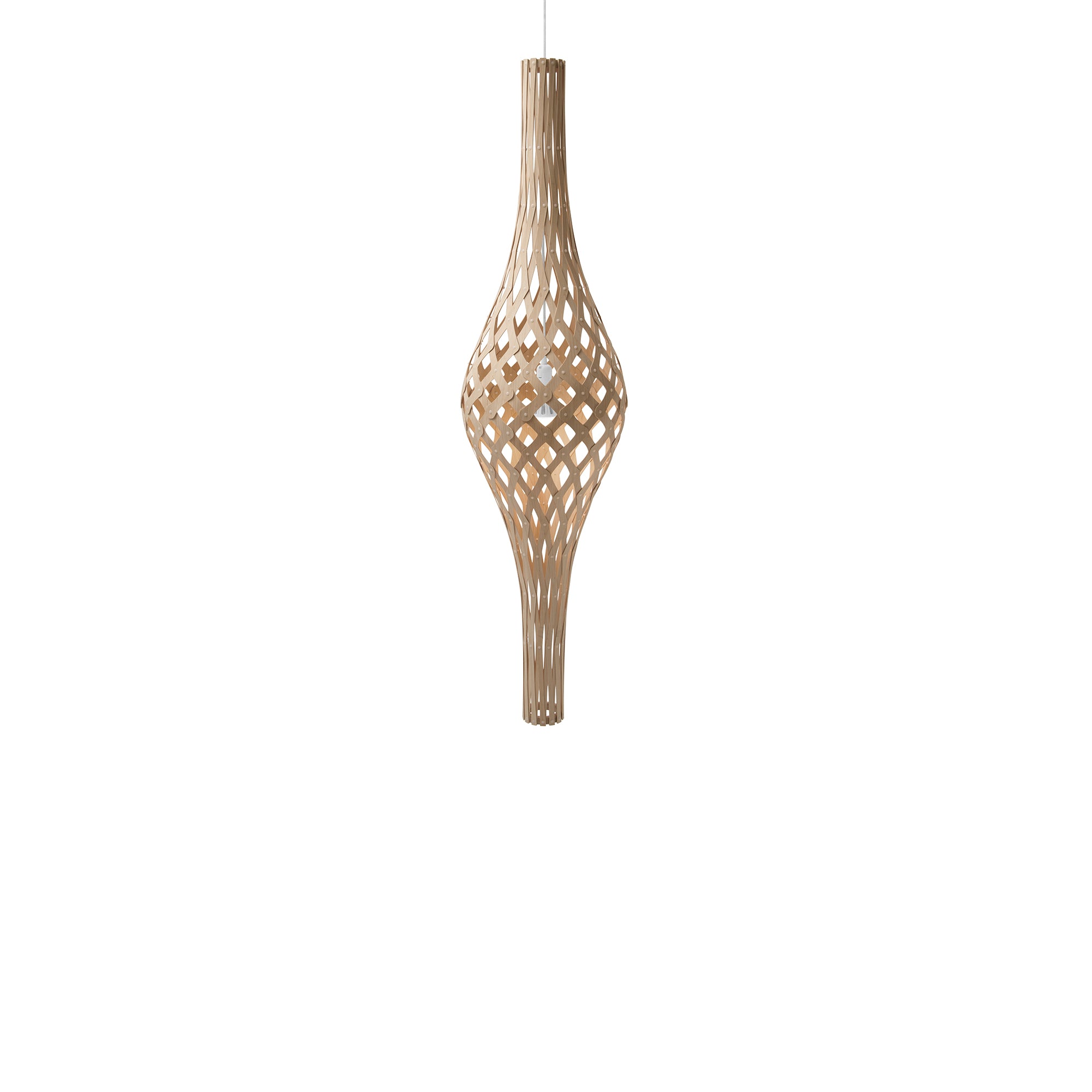 Nikau Full Pendant Light: Bamboo + White