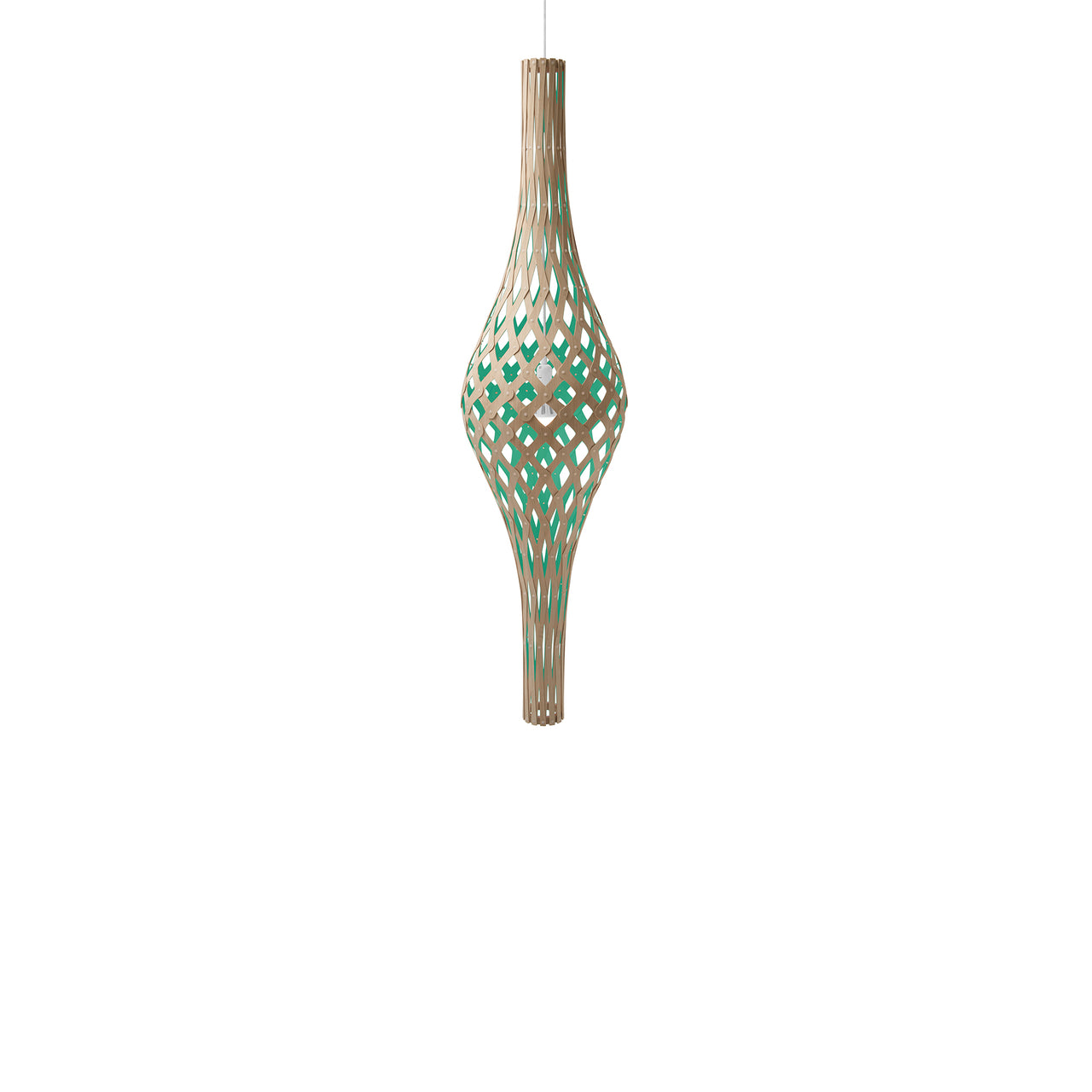 Nikau Full Pendant Light: Bamboo + Aqua + White