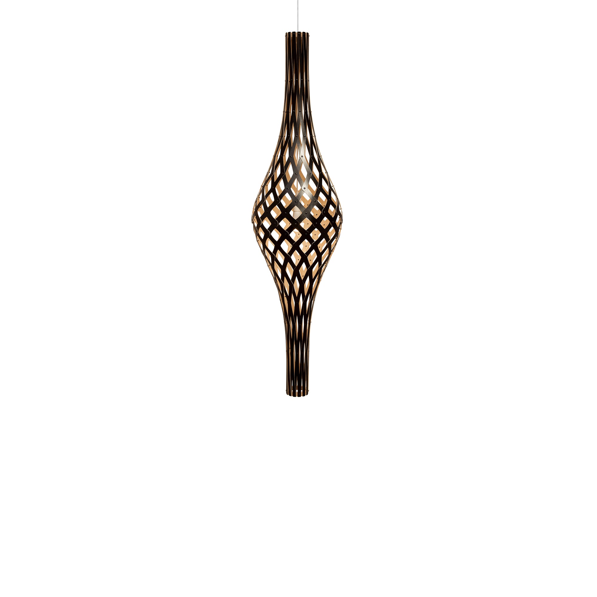 Nikau Full Pendant Light: Black + Bamboo + White
