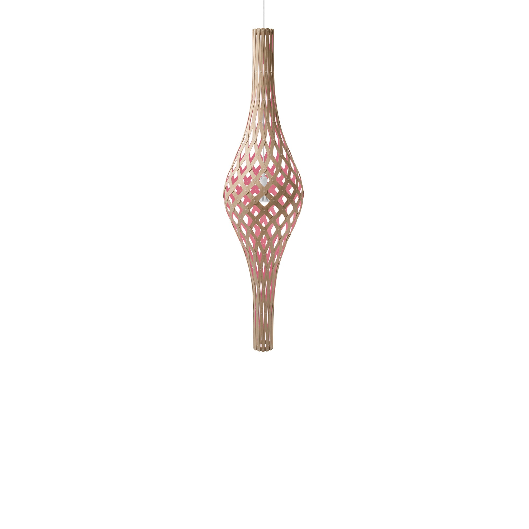 Nikau Full Pendant Light: Bamboo + Pink + White