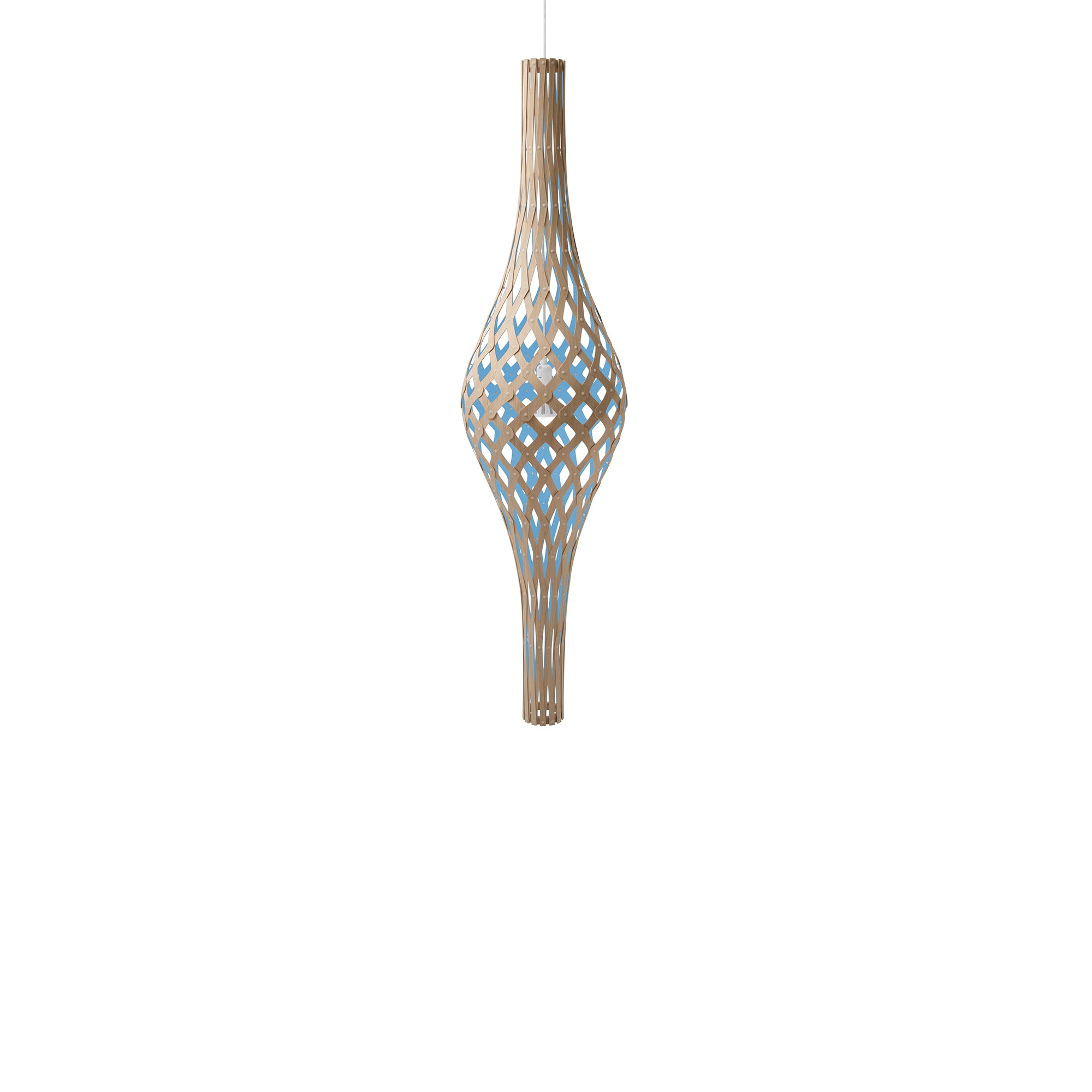 Nikau Full Pendant Light: Bamboo + Blue + White