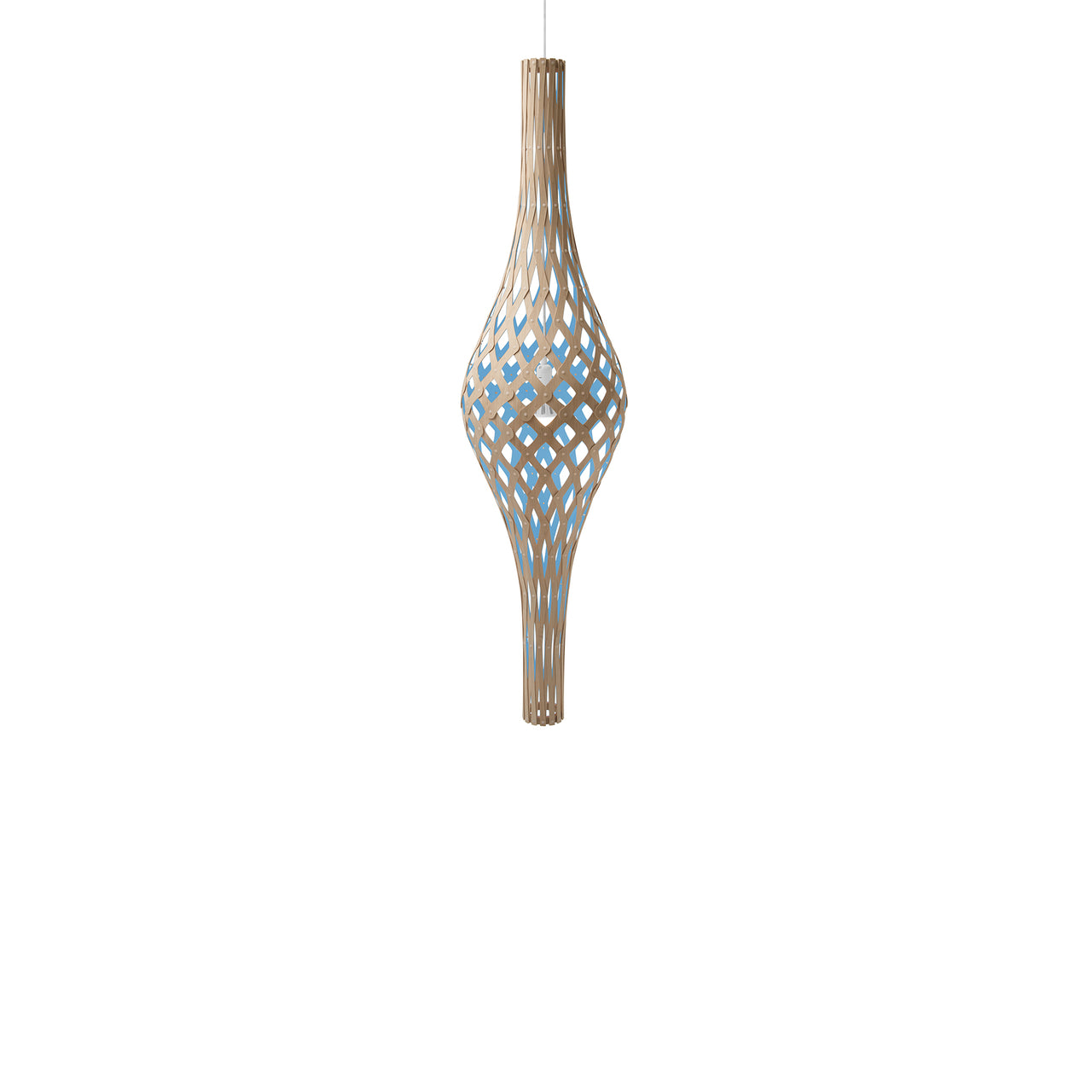 Nikau Full Pendant Light: Bamboo + Blue + White