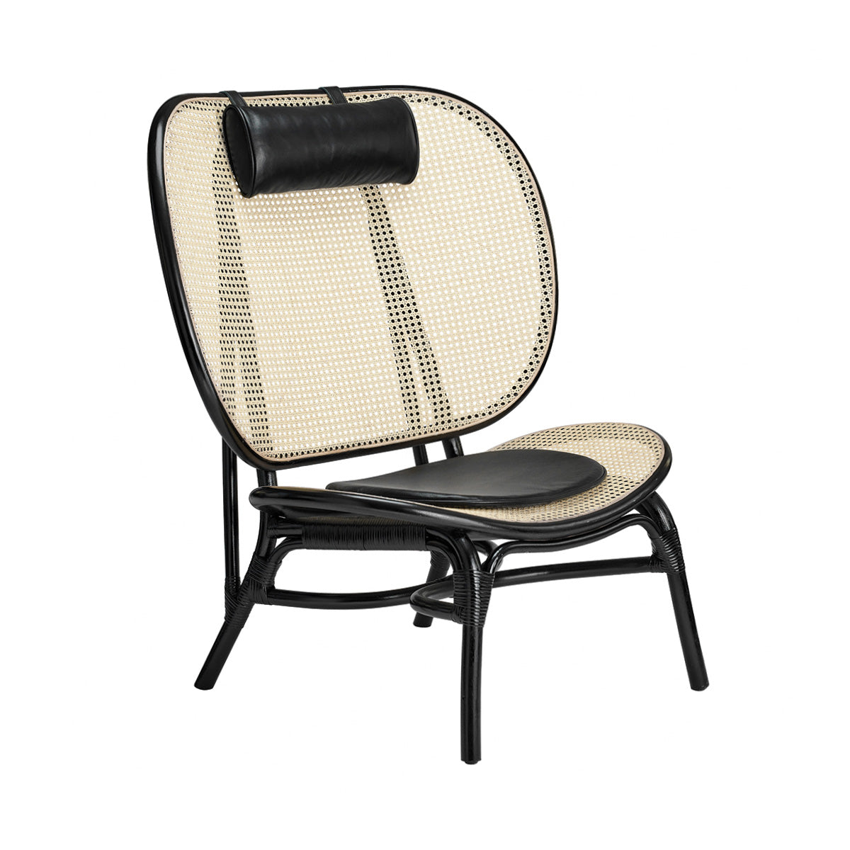 Nomad Chair: Upholstered + Black + Black Aniline Leather