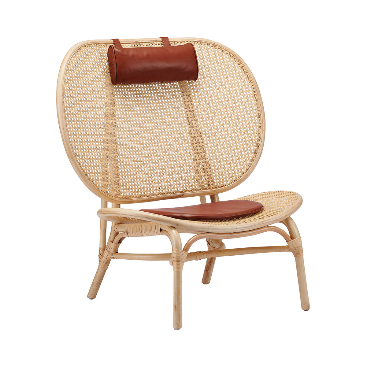 Nomad Chair: Upholstered + Natural + Cognac Aniline Leather