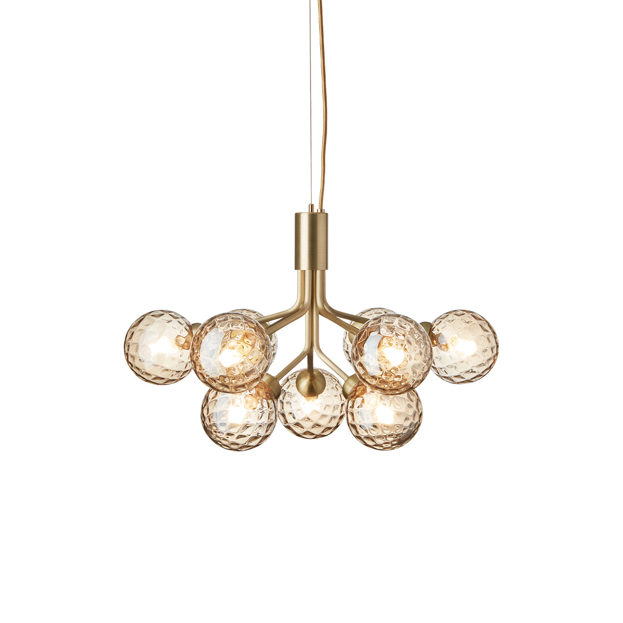 Apiales 9 Chandelier: Brushed Brass + Optic Gold + Gold