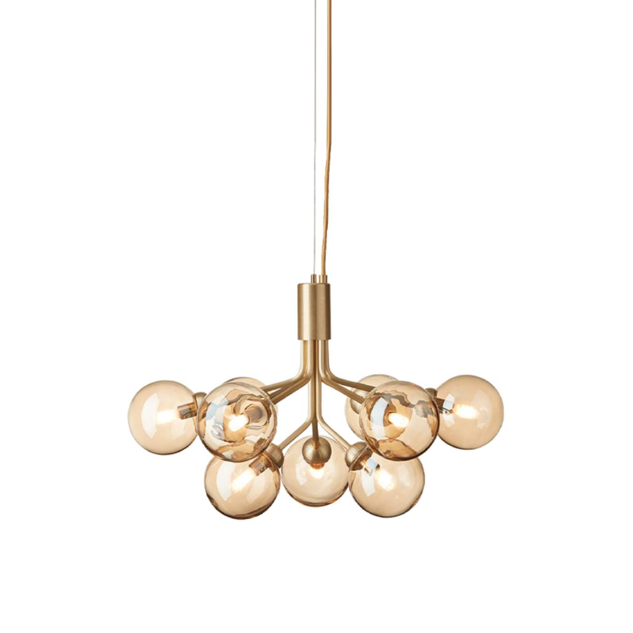Apiales 9 Chandelier: Brushed Brass + Gold + Gold