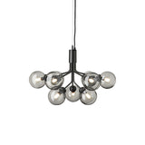 Apiales 9 Chandelier: Satin Black + Smoked Black + Black