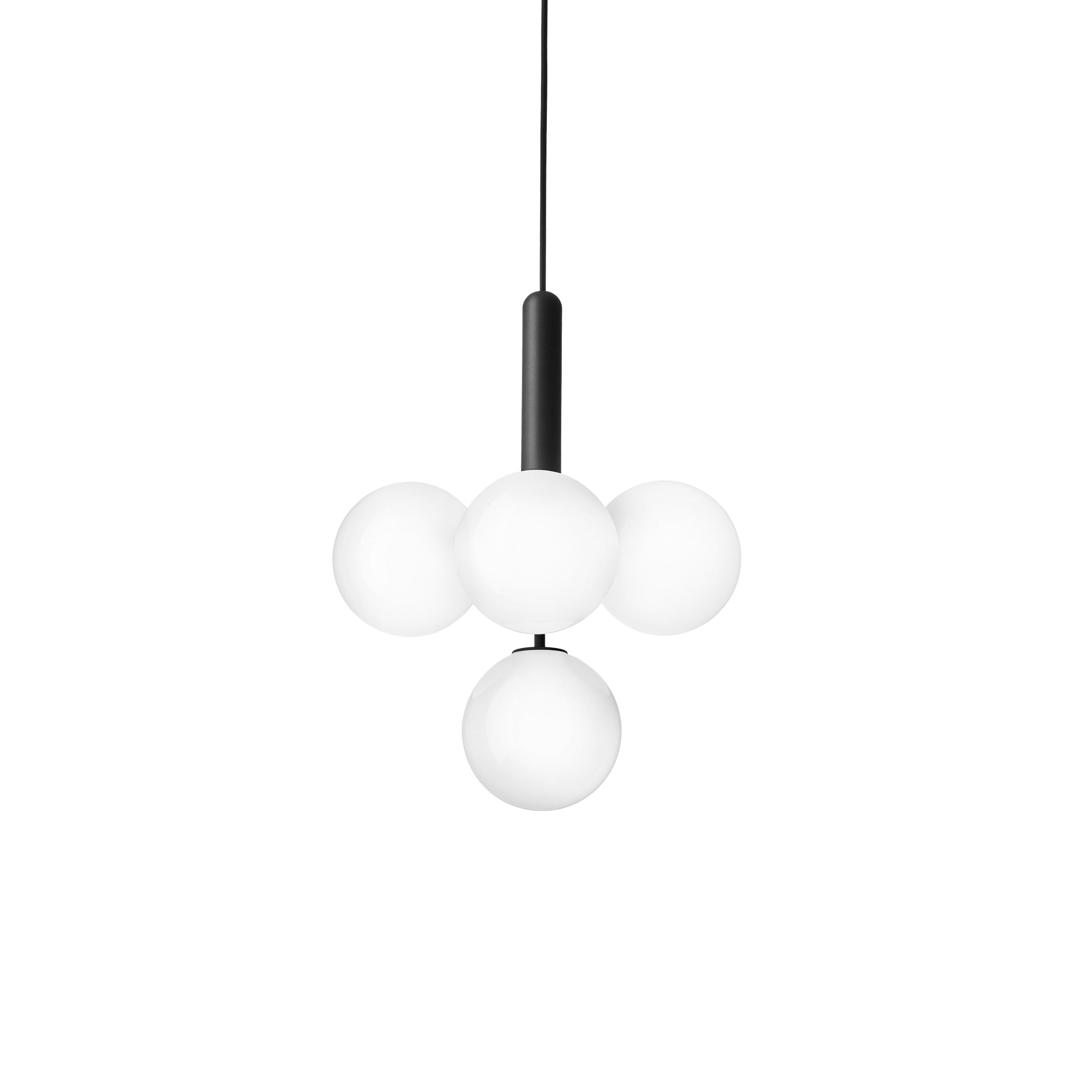 Miira 4 Chandelier: Rock Grey + Opal White