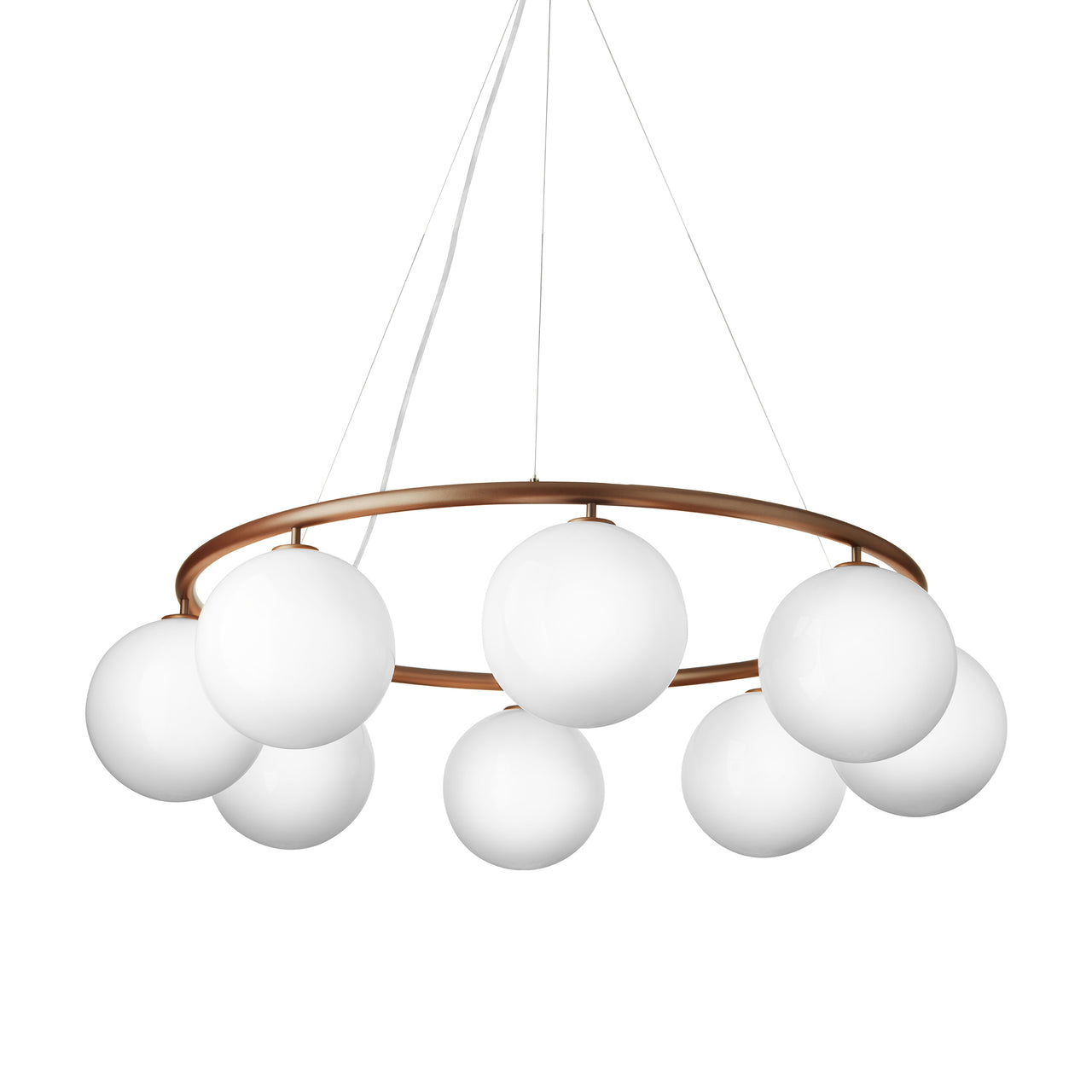 Miira 8 Circular Chandelier: Opal White + Dark Bronze