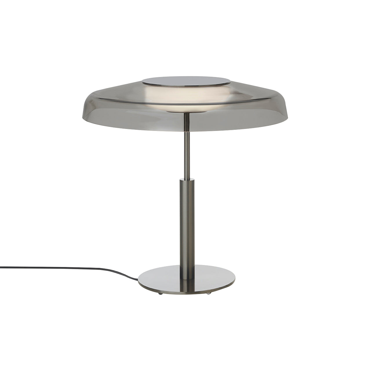 Dora Table Lamp: Satin Black Nickel + Smokey Grey Glass