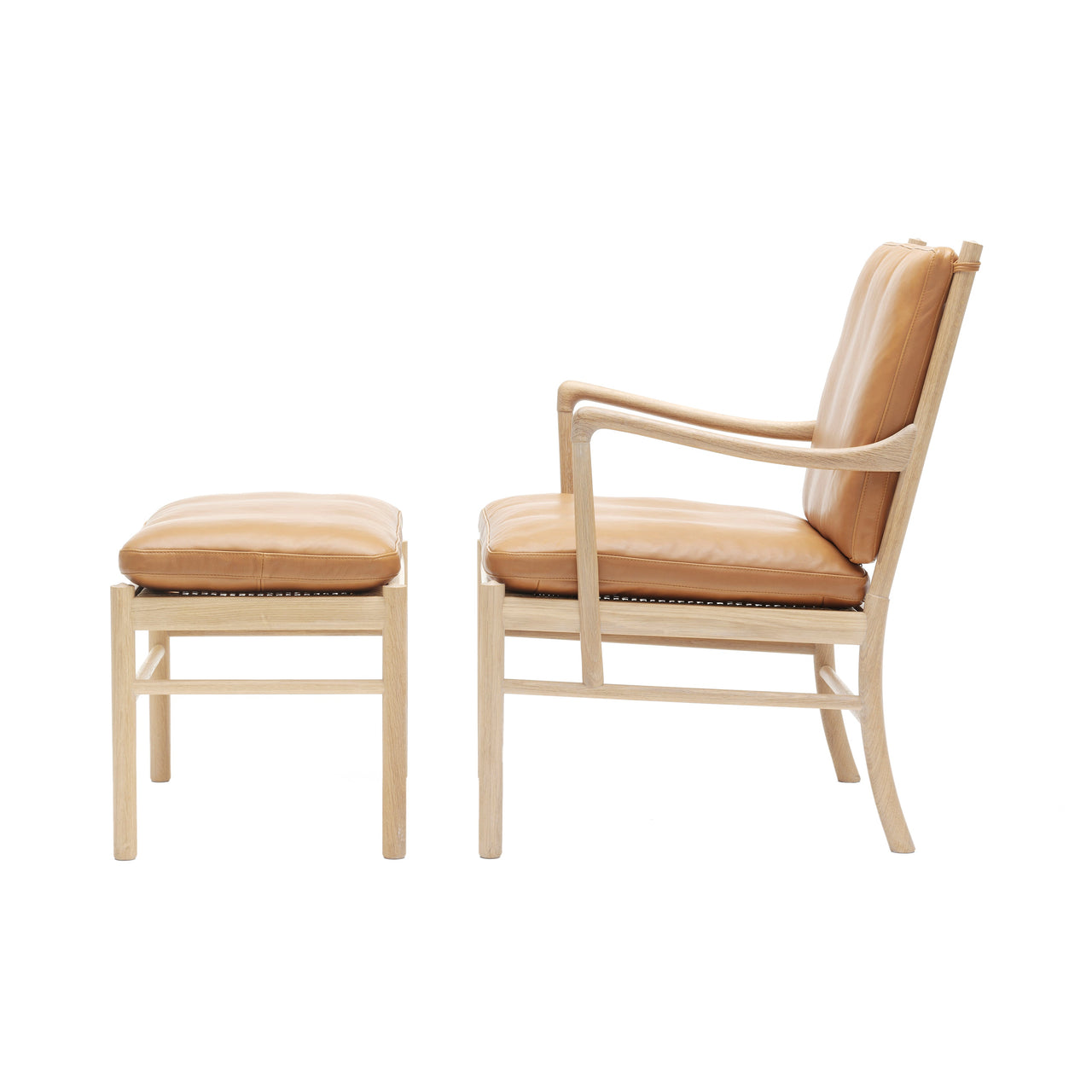 OW149 Colonial Chair with Footstool: Soaped Oak